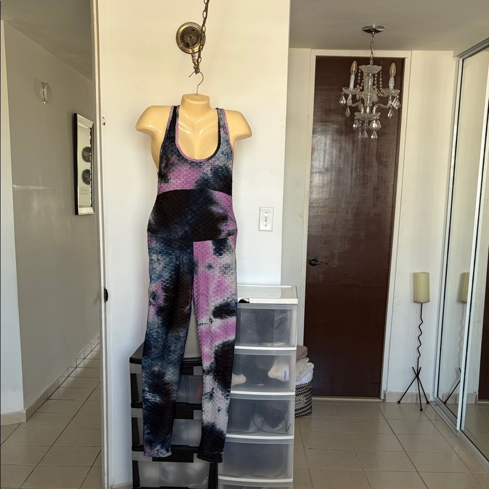 Stylish Tie-Dye Jumpsuit in Pink and Black